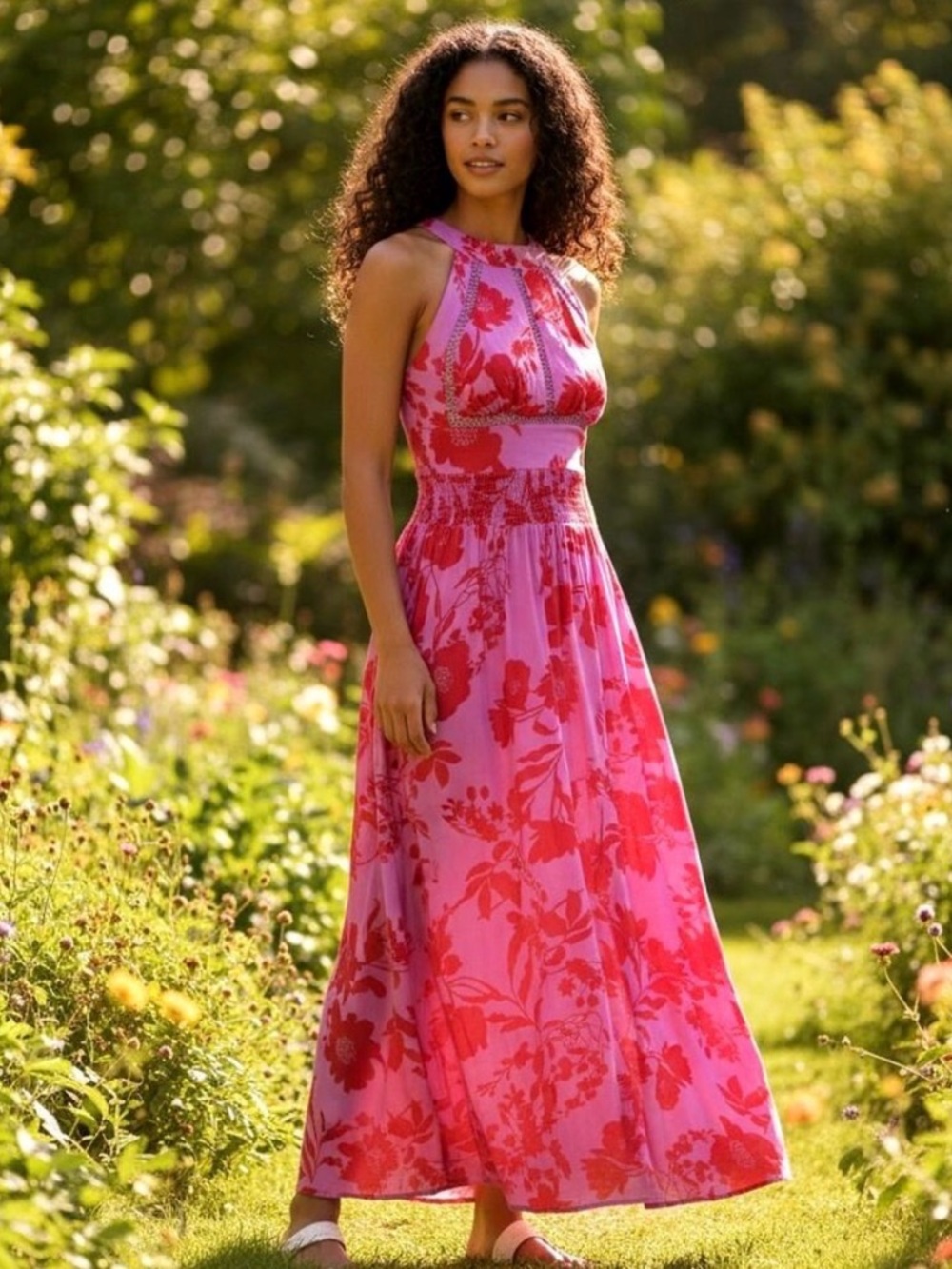 Anthropologie | Charlotte Floral Halter Maxi Dress